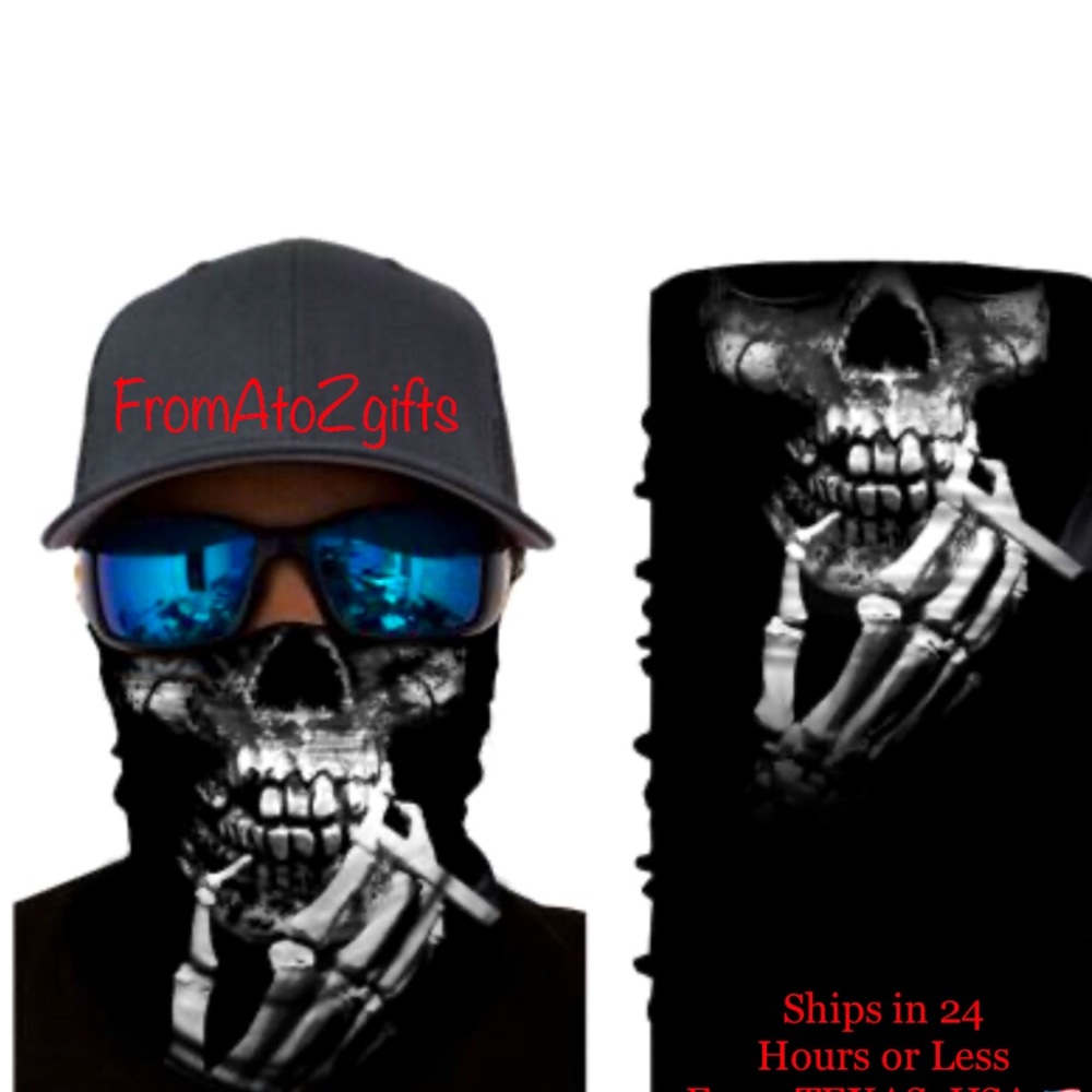 Smoking Skeleton 16 n 1 Neck Gaiter Face Covers Dust Mask Biker Rag